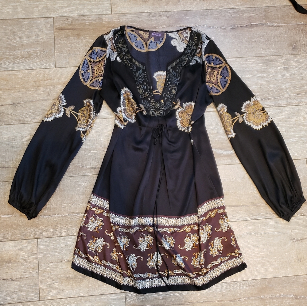 [Hale Bob] Long Sleeve Silk Dress